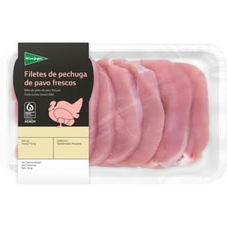 Filetes de pechuga de pavo frescos peso aproximado bandeja 600 g -