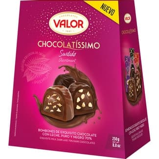 Chocolatíssimo bombones surtidos de chocolate con leche, puro y negro 70% estuche 250 g -