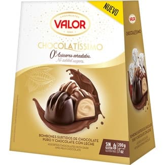 Chocolatíssimo bombones surtidos 0% azúcares añadidos y sin gluten estuche 200 g -