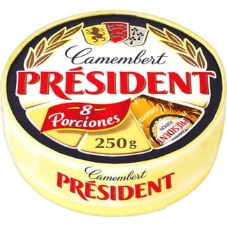Queso francés camembert de vaca elaborado con leche pasteurizada 8 porciones caja 250 g -