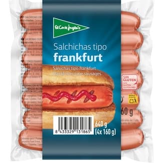 Salchichas Frankfurt cocidas de cerdo, pavo y pollo sin gluten pack 4 x 160 g envase 640 g -
