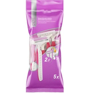 Maquinilla depilatoria desechable basculante 2 hojas con vitamina E y aloe vera bolsa 5 unidades -