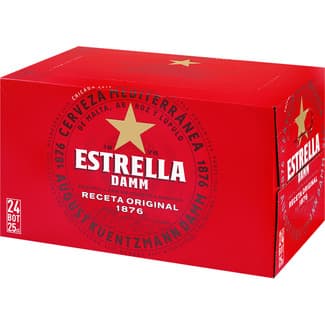 Cerveza rubia mediterránea de malta, arroz y lúpulo pack 24 botellas 25 cl -