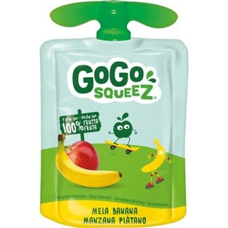 Puré de manzana y plátano 100% fruta envase 90 g con zumo de manzana y limón a partir de concentrado -