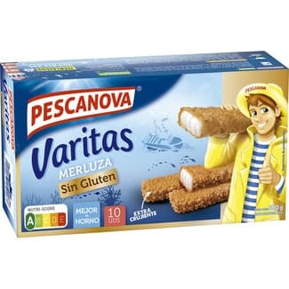 Varitas de merluza empanada Popcorn al horno sin gluten 10 unidades estuche 300 g -