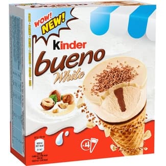 White cono de crema de helado de avellanas con capa de chocolate 4 unidades estuche 360 ml -