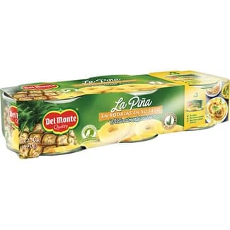 Piña en rodajas en su jugo pack 3 latas 140 g neto escurrido -
