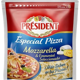 Queso francés rallado mezcla de mozzarella y emmental especial pizza bolsa 150 g elaborado con leche pasteurizada -