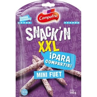 Snack´in XXL mini sticks de fuet para picar sin gluten envase 140 g -