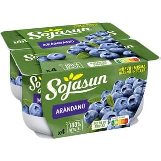 Especialidad vegetal de soja con arándanos sin gluten sin lactosa pack 4 unidades 100 g -