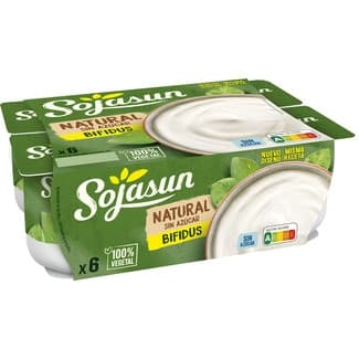 Bífidus vegetal de soja natural sin azúcar sin lactosa pack 6 unidades 100 g -