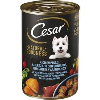 Natural Goodness comida húmeda para perros con pollo boniatos guisantes y arándanos lata 400 g -