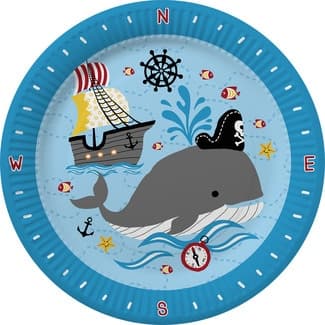 Plato decorativo Pirates World 18 cm paquete 8 unidades -