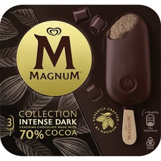 Intense Dark helado de chocolate con cobertura de chocolate negro sin gluten 70% 3 unids. estuche 300 ml -