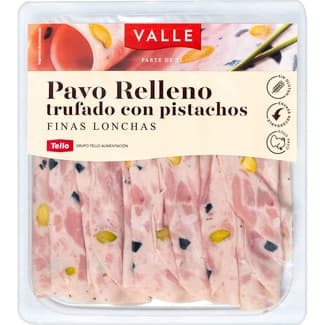 Pavo relleno trufado con pistachos en lonchas finas sin gluten envase 120 g -