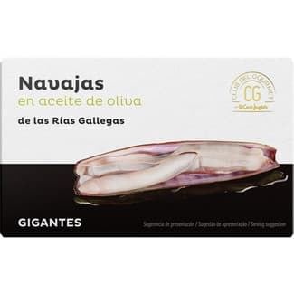 Navajas de las Rías Gallegas en aceite de oliva tamaño gigante 3-5 piezas lata 63 g -