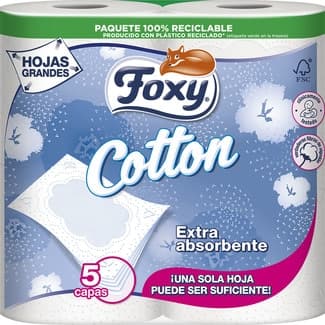 Papel higiénico Cotton Extra absorbente 5 capas paquete 4 rollos -