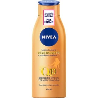 Loción corporal Reafirmante + autobronceadora gradual Q10 botella 400 ml -