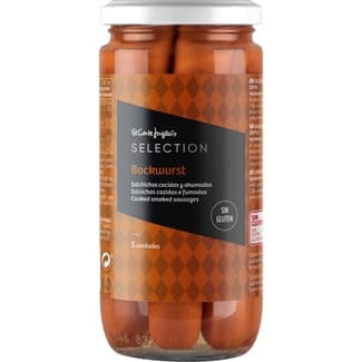 Salchichas Bockwurst sin gluten 5 unidades frasco 200 g neto escurrido -