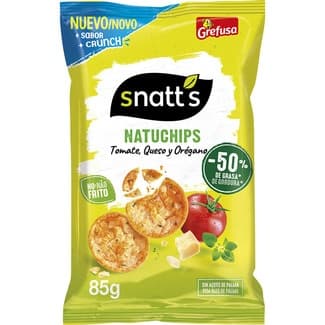 NatuChips sabor tomate, queso y oregano a base de cereales, patata y soja bolsa 85 g -