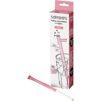 Sorbos pajitas comestibles sabor fresa para tónicas y mixers 16 unidades caja 170 g -