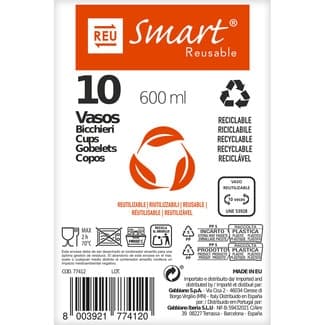 Vasos reutilizables sidra 600 cl paquete 10 unidades -
