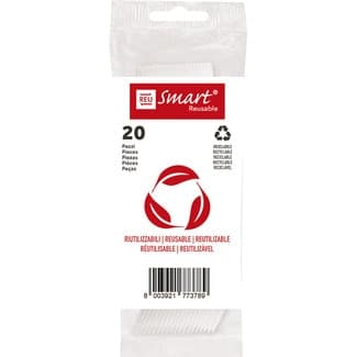Tenedor transparente reutilizable paquete 20 unidades -