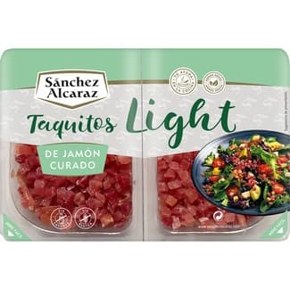 Jamón curado light en taquitos sin gluten sin lactosa pack 2 x 50 gr envase 100 g -