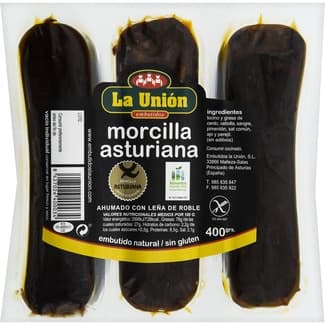Morcilla asturiana ahumado con horno de leña 3 piezas sin gluten envase 400 g -