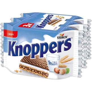Galletas de barquillo con leche y avellanas crujiente pack 3 unidades individuales -