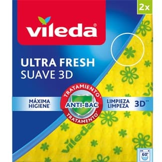 Bayeta antibacterias Ultra Fresh Suave 3D tratamiento anti-bacteriano paquete 2 unidades -