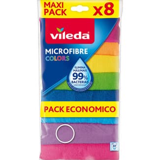 Bayeta microfibras Colors envase 8 unidades eliminina más del 99% de bacterias -