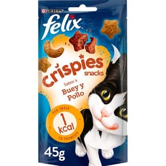 Crispies snacks para gatos con sabor a buey y pollo bolsa 45 g -
