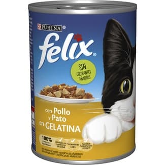 Comida húmeda para gatos en gelatina con pollo y pato lata 400 g -