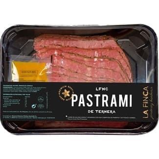 Pastrami de vacuno joven Dos Primaveras bandeja 130 g + salsa mostaza miel 20 gr -
