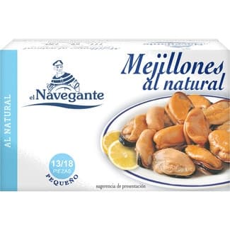 Mejillones al natural 13-18 piezas lata 69 g neto escurrido -