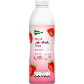 Yogur líquido con fresa desnatado 0% m.g. 0% azúcares añadidos sin gluten botella 1 l -