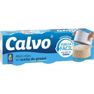 Atún claro en aceite girasol vuelca fácil pack 3 latas 52 g neto escurrido -