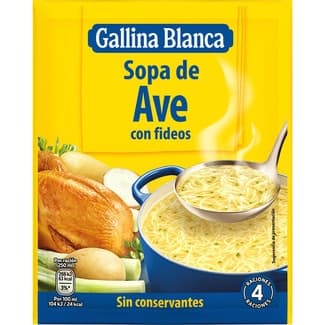 Sopa de ave con fideos sobre 80 g -