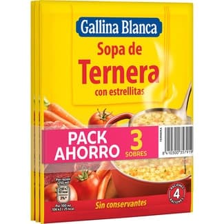 Sopa de ternera con estrellitas pack 3 sobre 80 g -