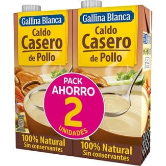 Caldo de pollo casero 100% natural sin gluten pack 2 envases 1 l -