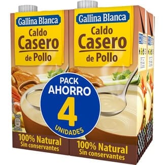 Caldo de pollo casero 100% natural pack 4 envases 1 l -