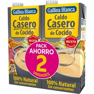 Caldo de cocido casero 100% natural sin gluten pack 2 envase 1 l -