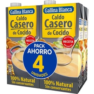 Caldo de cocido casero 100% natural pack 4 envase 1 l -