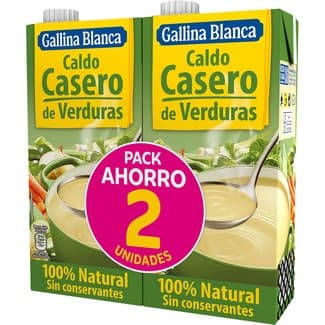 Caldo de verduras casero 100% natural sin gluten pack 2 envase 1 l -