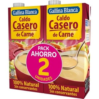 Caldo de carne casero 100% natura sin glutenl pack 2 envase 1 l -