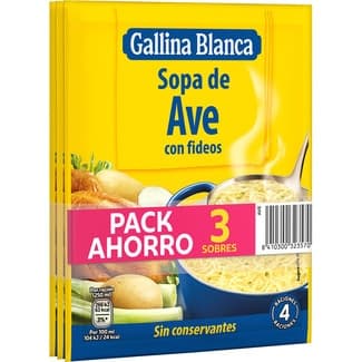 Sopa de ave con fideos formato ahorro pack 3 sobres 80 g -
