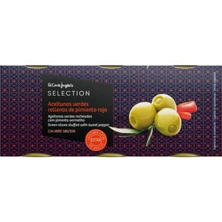Aceitunas rellenas de pimiento pack 3 latas 50 g neto escurrido -
