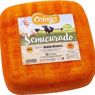 Queso semicurado de vaca elaborado con leche pasteurizada peso aproximado pieza 2,8 kg DOP Mahón-Menorca -