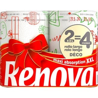 Papel de cocina decorado Navidad maxi absorción XXL 2 capas paquete 2 rollos -